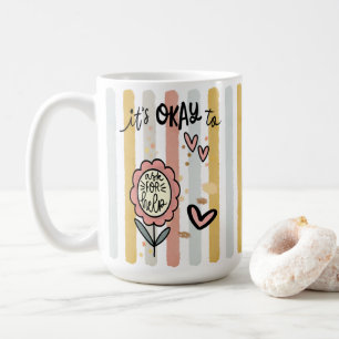 Caneca De Café Listras Boho Floral Tudo Bem Pedir Ajuda