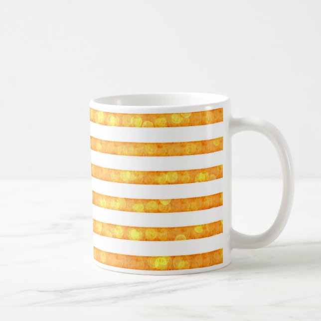 Caneca De Café Listras Bokeh Laranja E Branco (Direita)