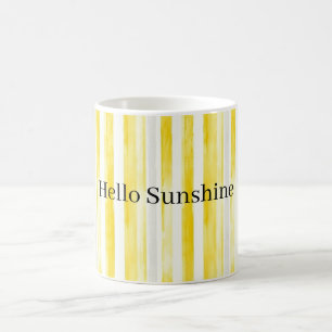Caneca De Café Listras Brancas Amarelo Limão