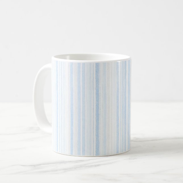 Caneca De Café Listras Brancas Azul Bebê (Frente Esquerda)