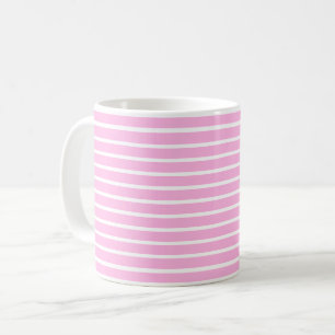 Caneca De Café Listras brancas e rosa