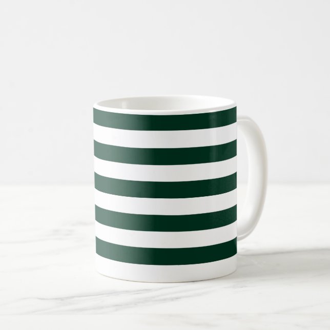 Caneca De Café Listras brancas e verdes escuras (Frente Esquerda)