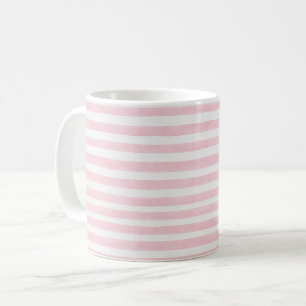 Caneca De Café Listras Brancas Rosa Menininha