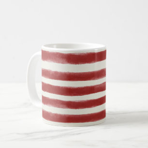 Caneca De Café Listras Brancas Vermelhas