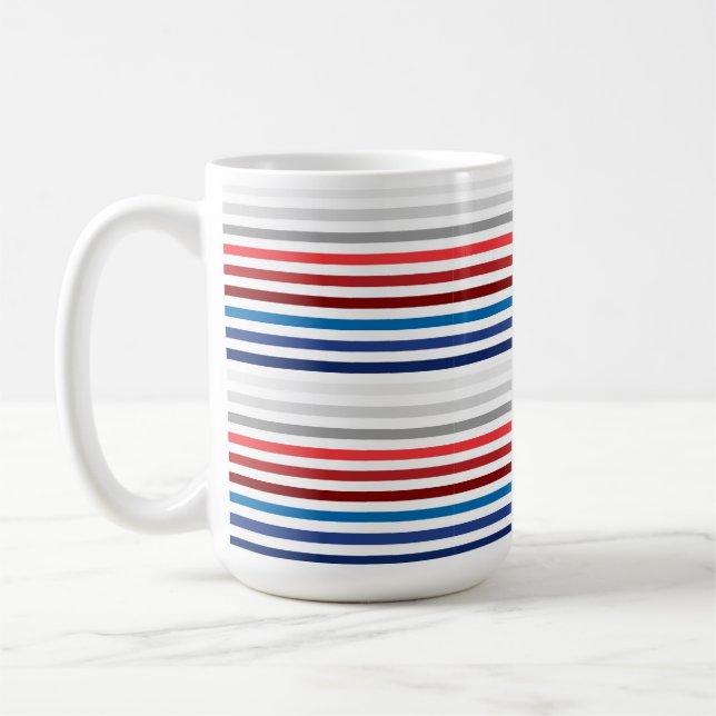 CANECA DE CAFÉ LISTRAS CINZA AZUL BRANCO VERMELHO PATRIOOTICO (Esquerda)