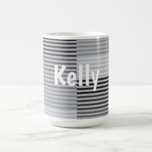 Caneca De Café Listras Cinza, Preto e Branco