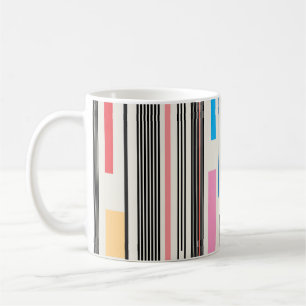 Caneca De Café Listras Coloridas: Combinação de Padrões Gráficos