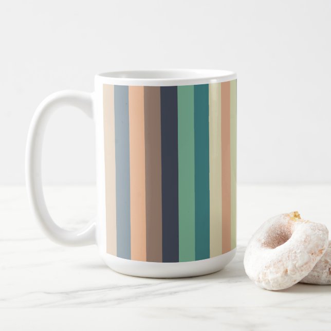 Caneca De Café Listras Coloridas da Moda  (Com Donut)