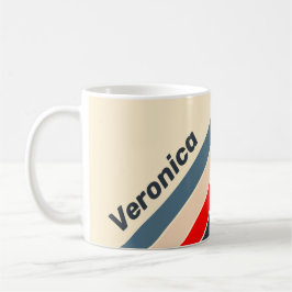 Caneca De Café Listras Coloridas Náuticas Retrô com Nome