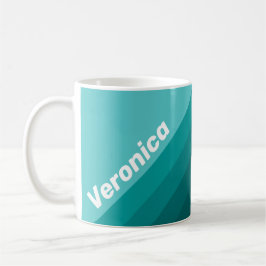Caneca De Café Listras com Fade Aqua com Nome