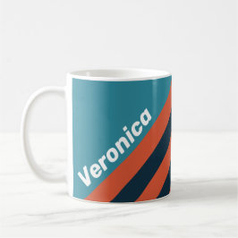 Caneca De Café Listras com respingos de azul turquesa retrô com n