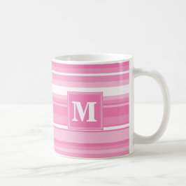 Caneca De Café Listras cor-de-rosa monograma