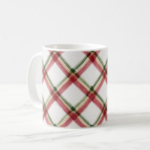 Caneca De Café Listras Creme Verde Vermelho