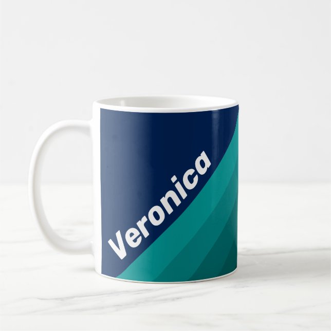 Caneca De Café Listras da Maré do Oceano com Nome (Esquerda)