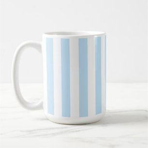 Caneca De Café Listras de Açúcar Candy Azul Claro e Branco