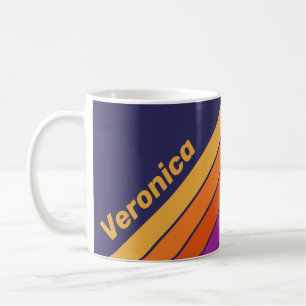 Caneca De Café Listras de Arco-íris de Uva Vintage com Nome