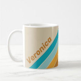 Caneca De Café Listras de Arco-Íris do Deserto Vintage com Nome