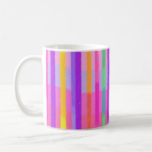 Caneca De Café Listras de Arco-íris Pastel Fofo