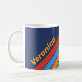 Caneca De Café Listras de Arco-Íris Retro Escola Antiga com Nome