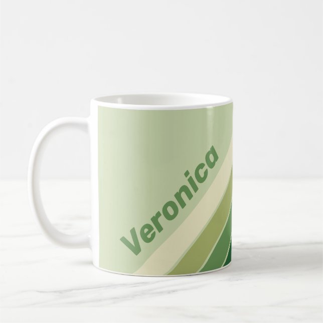 Caneca De Café Listras de Arco-Íris Retro Moss com Nome (Esquerda)