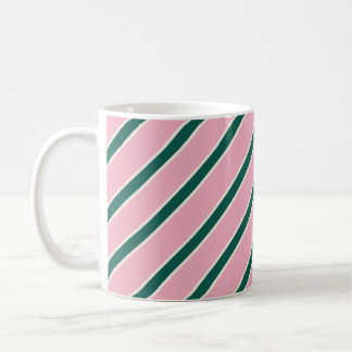 Caneca De Café Listras de Bala Rosa e Verde