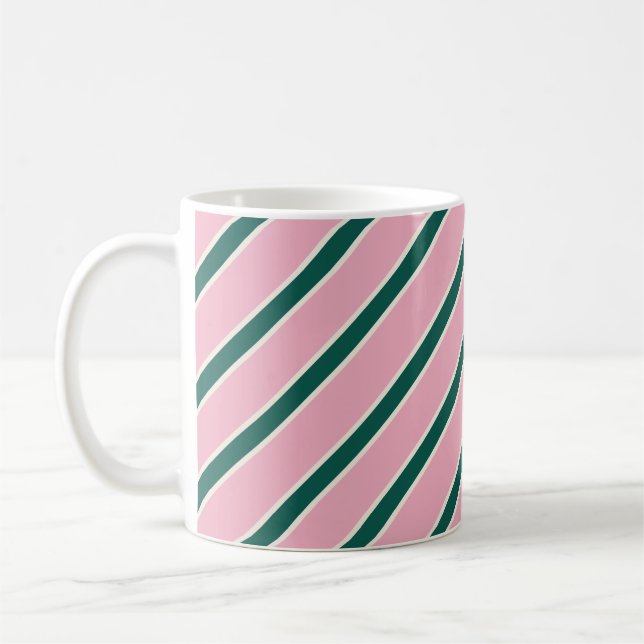 Caneca De Café Listras de Bala Rosa e Verde (Esquerda)