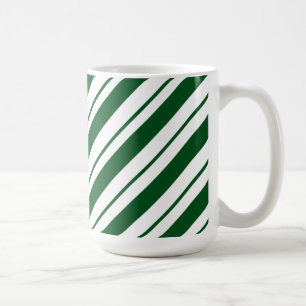 Caneca De Café Listras de Bastão de Natal em Verde e Branco
