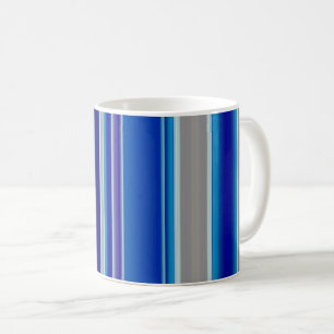 Caneca De Café Listras de Bege Azul e Lavanda