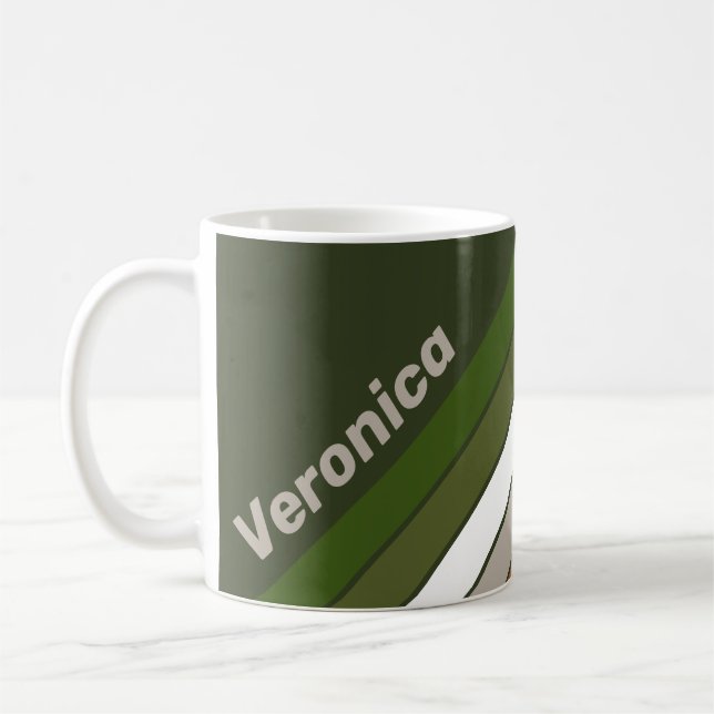Caneca De Café Listras de Bosque Nebuloso com Nome (Esquerda)