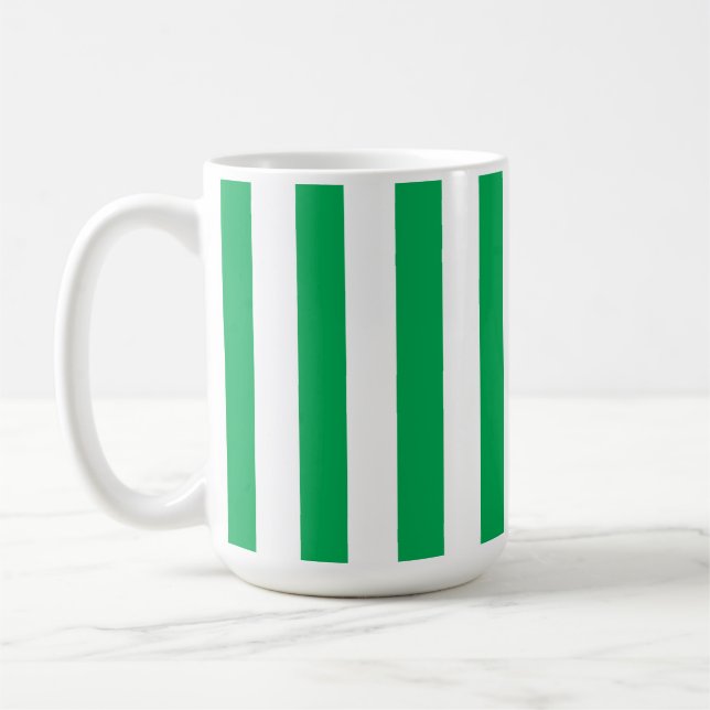 Caneca De Café Listras de Cabana Verde e Branco (Esquerda)