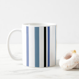 Caneca De Café Listras de Cor Azul Dourado e Praia Branca
