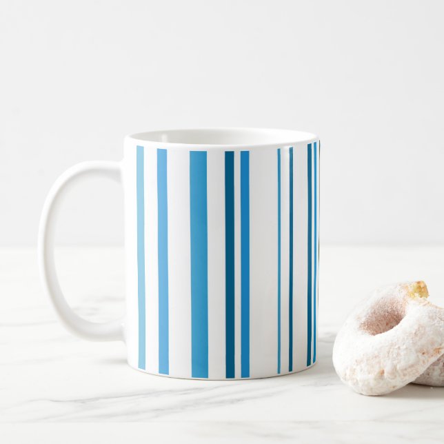 Caneca De Café Listras de Cor da Praia Azul (Com Donut)