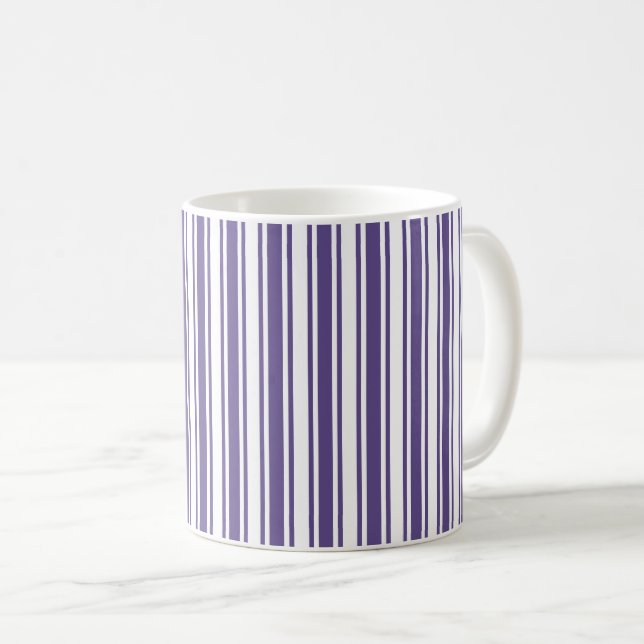 Caneca De Café Listras de doces ultra-violetas e brancas (Frente Esquerda)