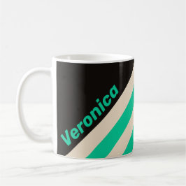 Caneca De Café Listras de Hortelã da Meia-Noite com Nome Retrô