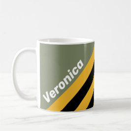Caneca De Café Listras de Luz Noturna Oliva com Nome
