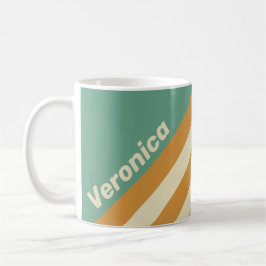 Caneca De Café Listras de Musgo Retrô com Nome