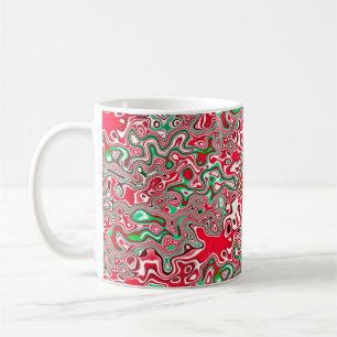 Caneca De Café Listras de Natal Maximalistas Funky Trippy Ondulad