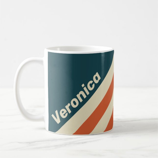 Caneca De Café Listras de Onda Retrô com Nome (Esquerda)