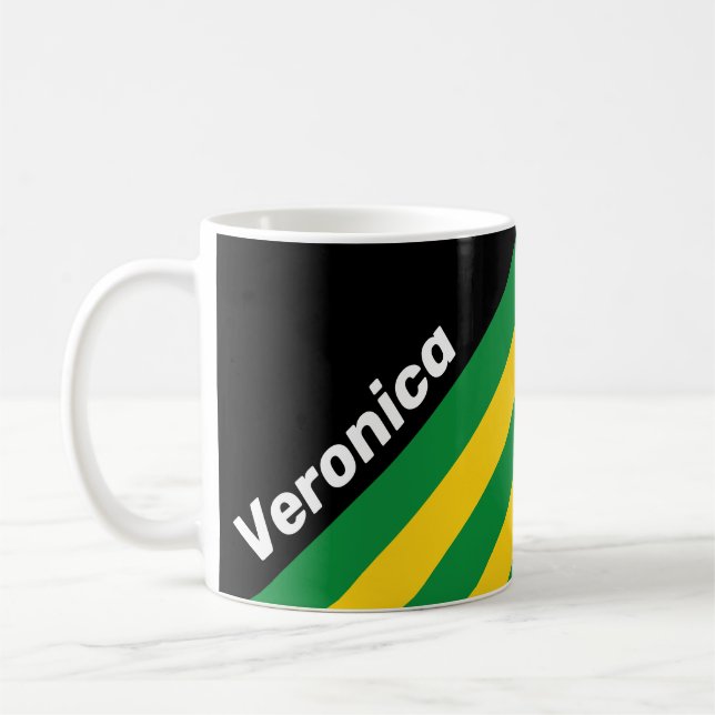 Caneca De Café Listras de Palma Tropical Retro com Nome (Esquerda)