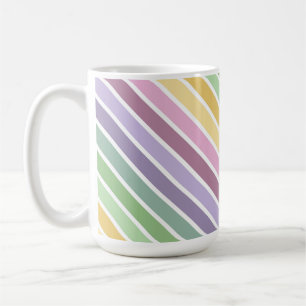CANECA DE CAFÉ LISTRAS DE PÁSCOA AMARELO VERDE ROSA ROXO