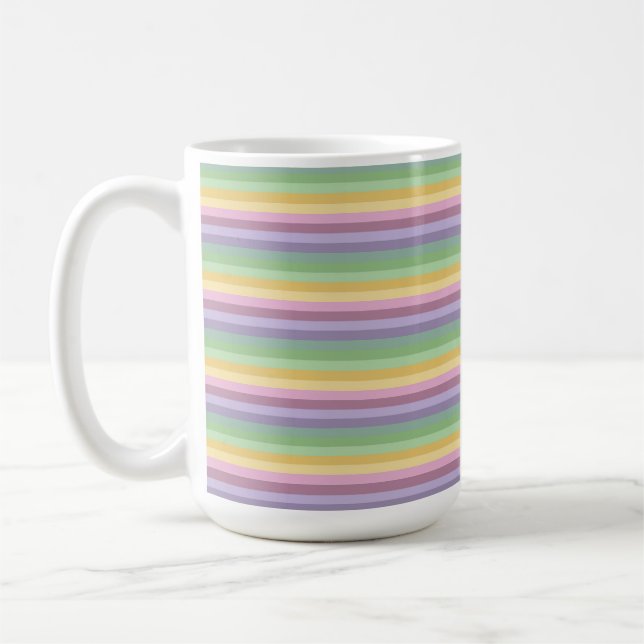 CANECA DE CAFÉ LISTRAS DE PÁSCOA AMARELO VERDE ROSA ROXO (Esquerda)