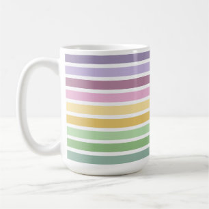 CANECA DE CAFÉ LISTRAS DE PÁSCOA ROXAS ROSA VERDE AMARELO