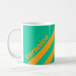 Caneca De Café Listras de Ponche Tropical Retro com Nome
