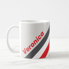 Caneca De Café Listras de ponta de asa dividida vintage com nome