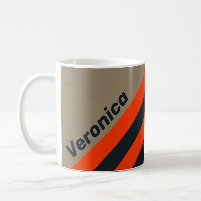 Caneca De Café Listras de Prado do Deserto Retro com Nome (Esquerda)
