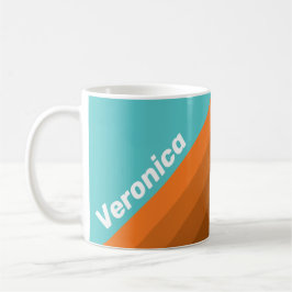 Caneca De Café Listras de Teal do Deserto com Nome
