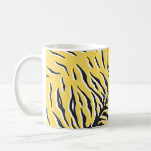 Caneca De Café Listras de tigre amarelas pretas: padrão de safra.