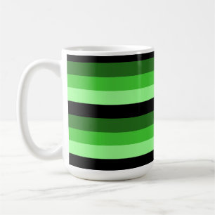 Caneca De Café Listras de Tons de Verde com Preto