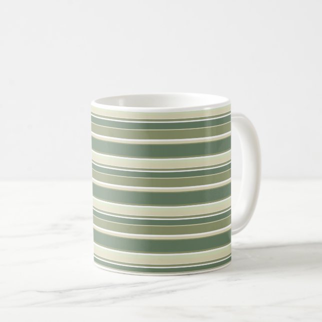 Caneca De Café listras de verde-oliva (Frente Esquerda)