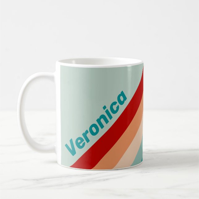 Caneca De Café Listras de Vidro Marinho Pálido com Nome (Esquerda)